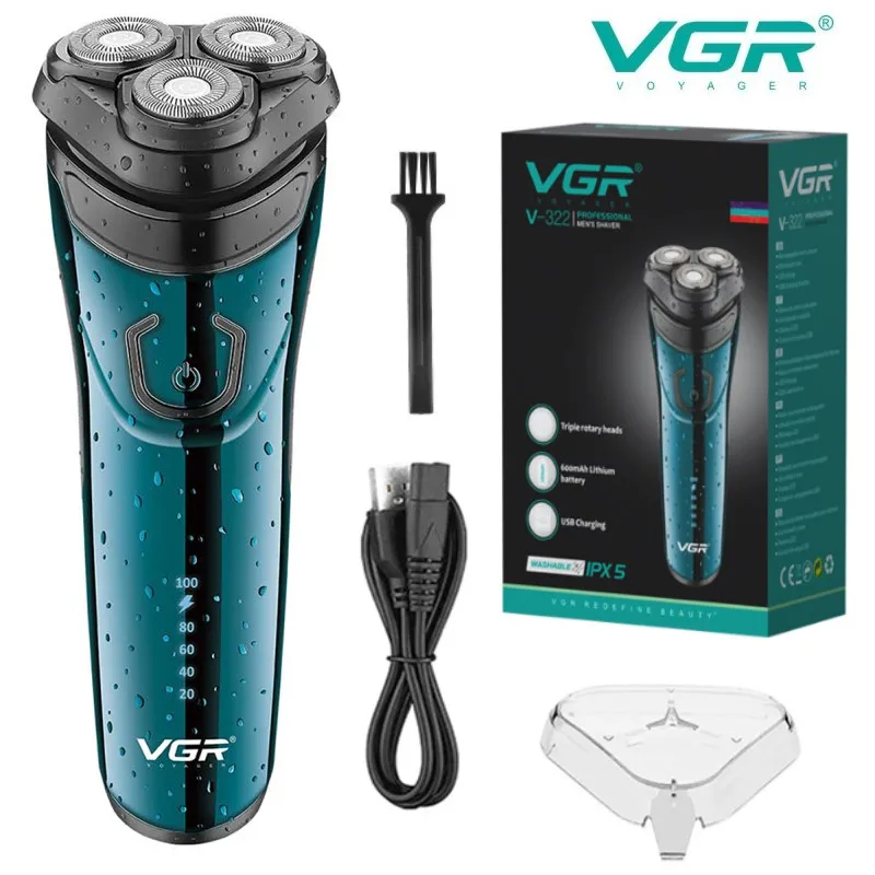 

VGR Razor Electric Shaver Waterproof Shaving Machine Professional Trimmer Beard Digital Display Shaving Machine for Men V-322