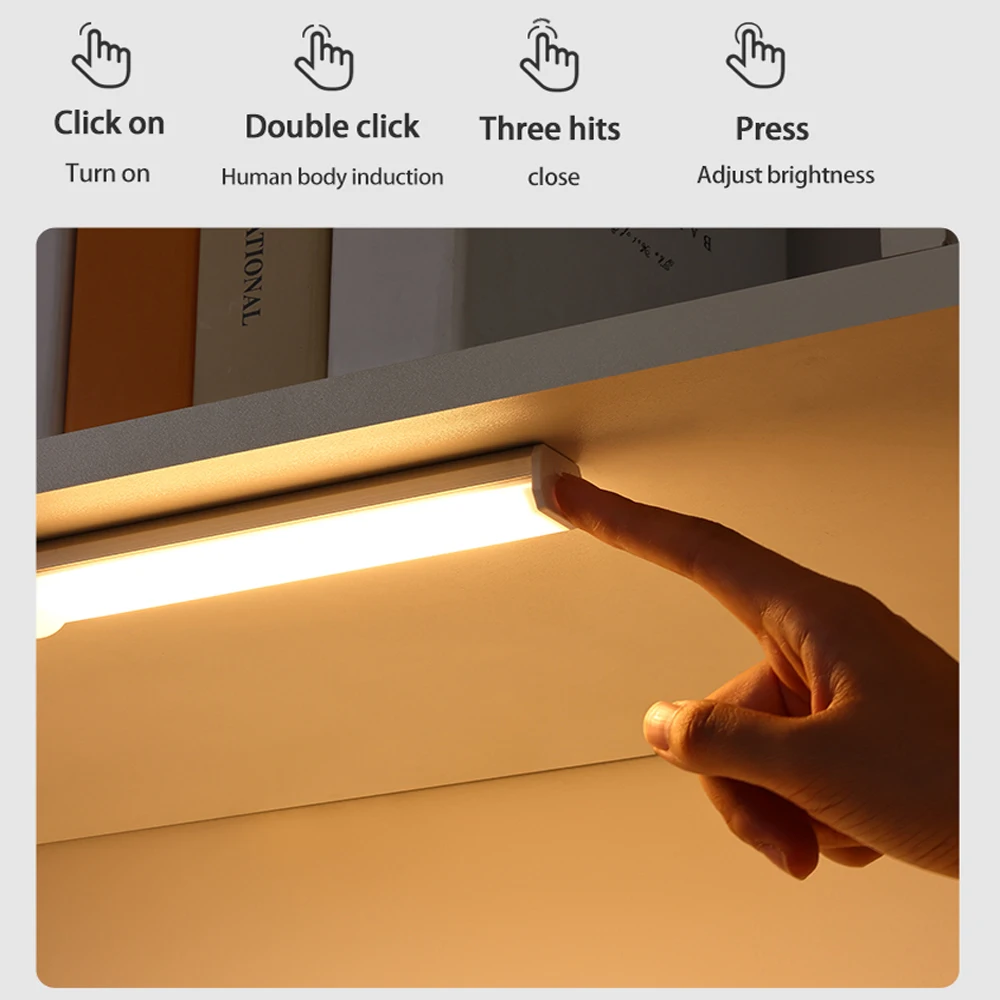 LED Motion Sensor Light Wireless LED Night Light Type C Rechargeable Light Cabinet Wardrobe Lamp Staircase Backlight For Kitchen