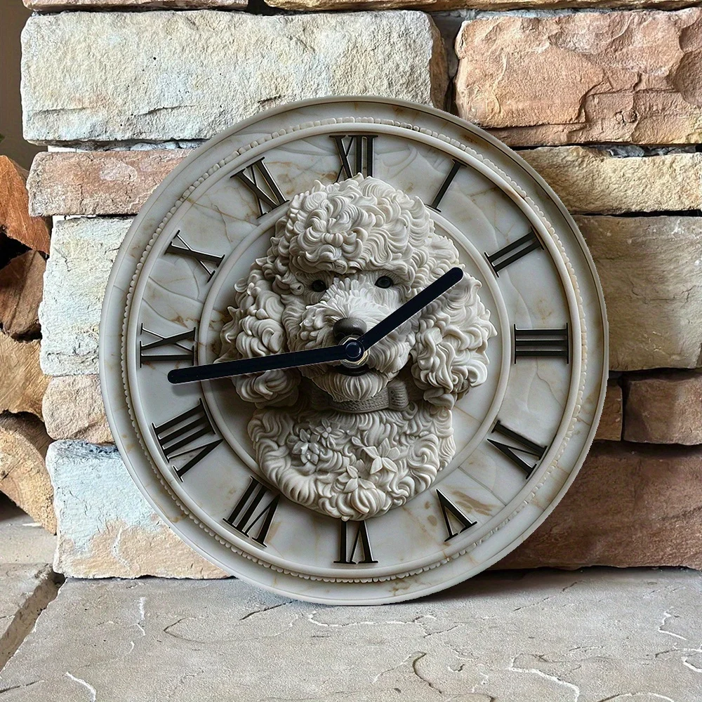 stylish poodle wall clock with curly fur illustration