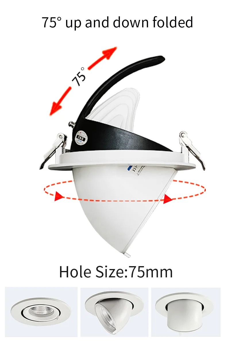 Description Picture 4 of itemCOB elephant trunk lamp led wall washer spotlight embedded ceiling lamp household adjustable angle anti-glare downlight store co