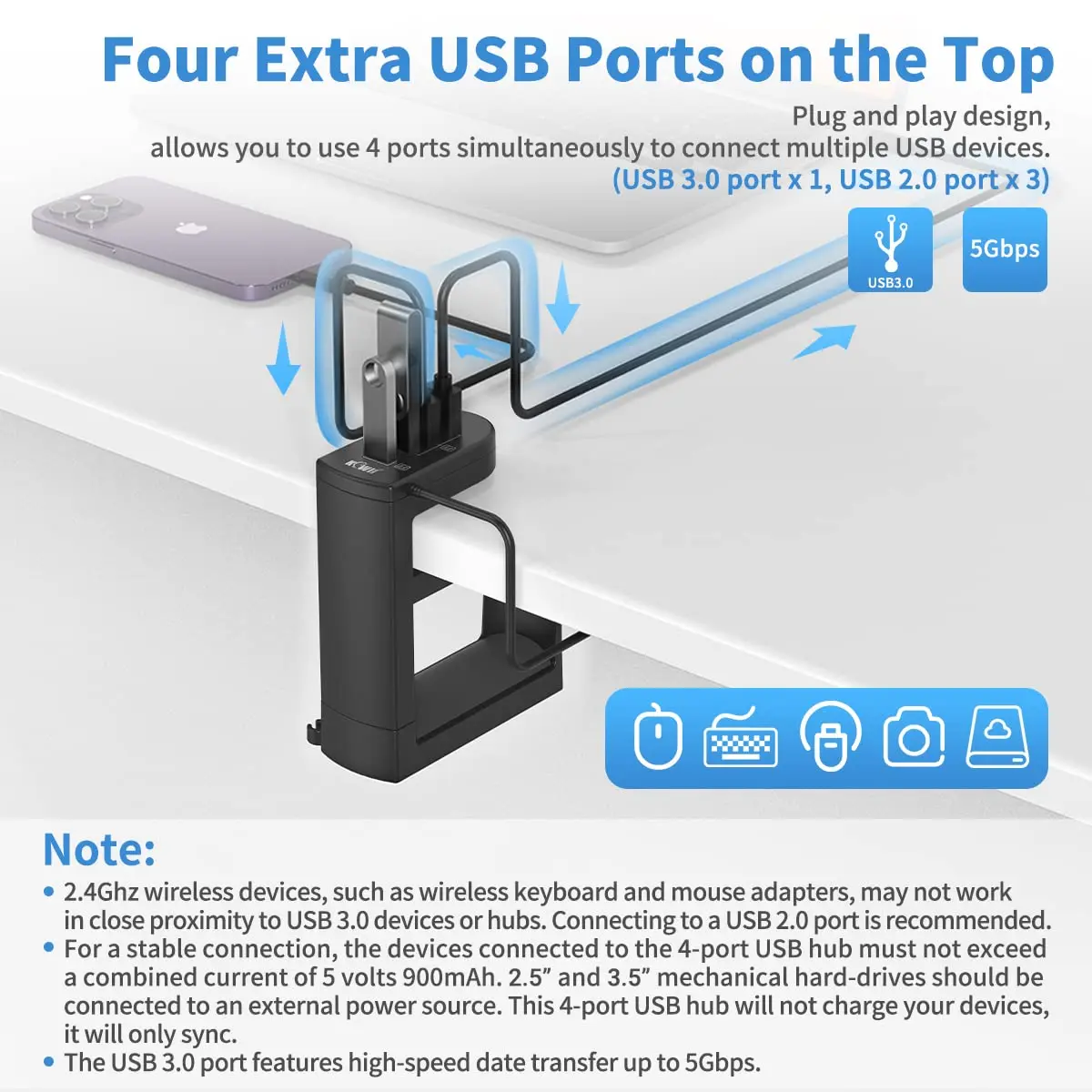 DEZCTOP Soporte para auriculares debajo del escritorio, soporte para  auriculares para juegos de PC, accesorios de soporte para auriculares,  soporte de