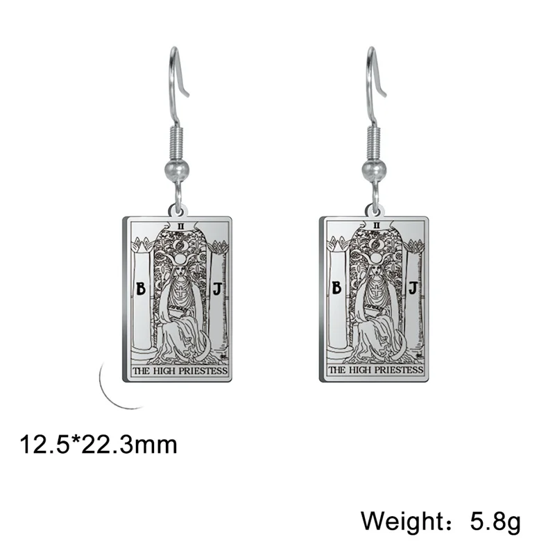 Vintage Tarotkarten Edelstahl Tropfenohrring für Frauen Sonne Mond Stern Liebhaber Wahrsagerei Tarot Schmuck Valentinstag Geschenk – Detail 30