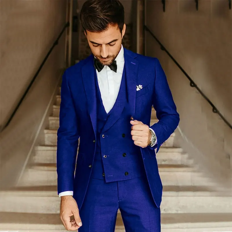Temperament Men's Suit 2023 Groom Wedding Suits Formal Party Male Jacket Set Business Office Elegant 3 Piece (Blazer+Pants+Vest)
