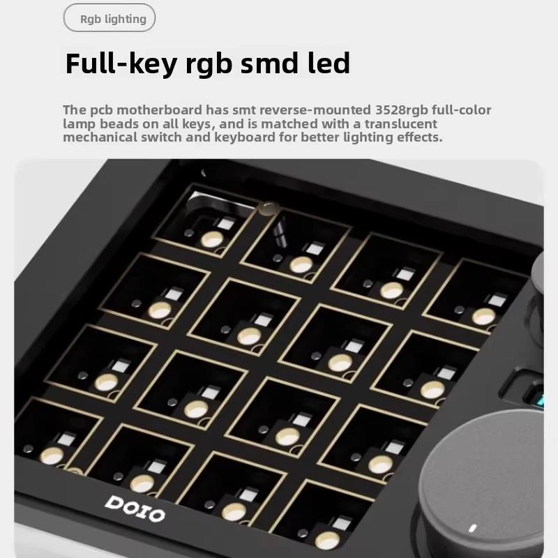 DOIO KB16 01 미니 기계식 키보드 3개의 노브 맞춤형 키 위치 및 디지털 디스플레이 화면 지원 디자이너 키보드를 통해 QMK 지원