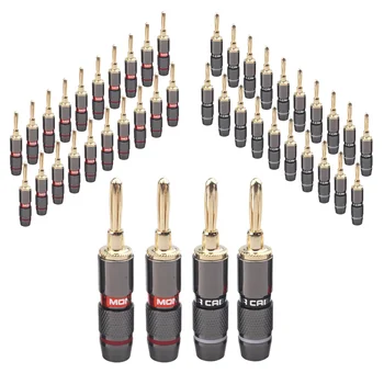 10pcs/5pairs Monster Gold Plated Pure Copper Banana Plugs Speaker Adapter Screw Speaker Plug Audio Connectors 1