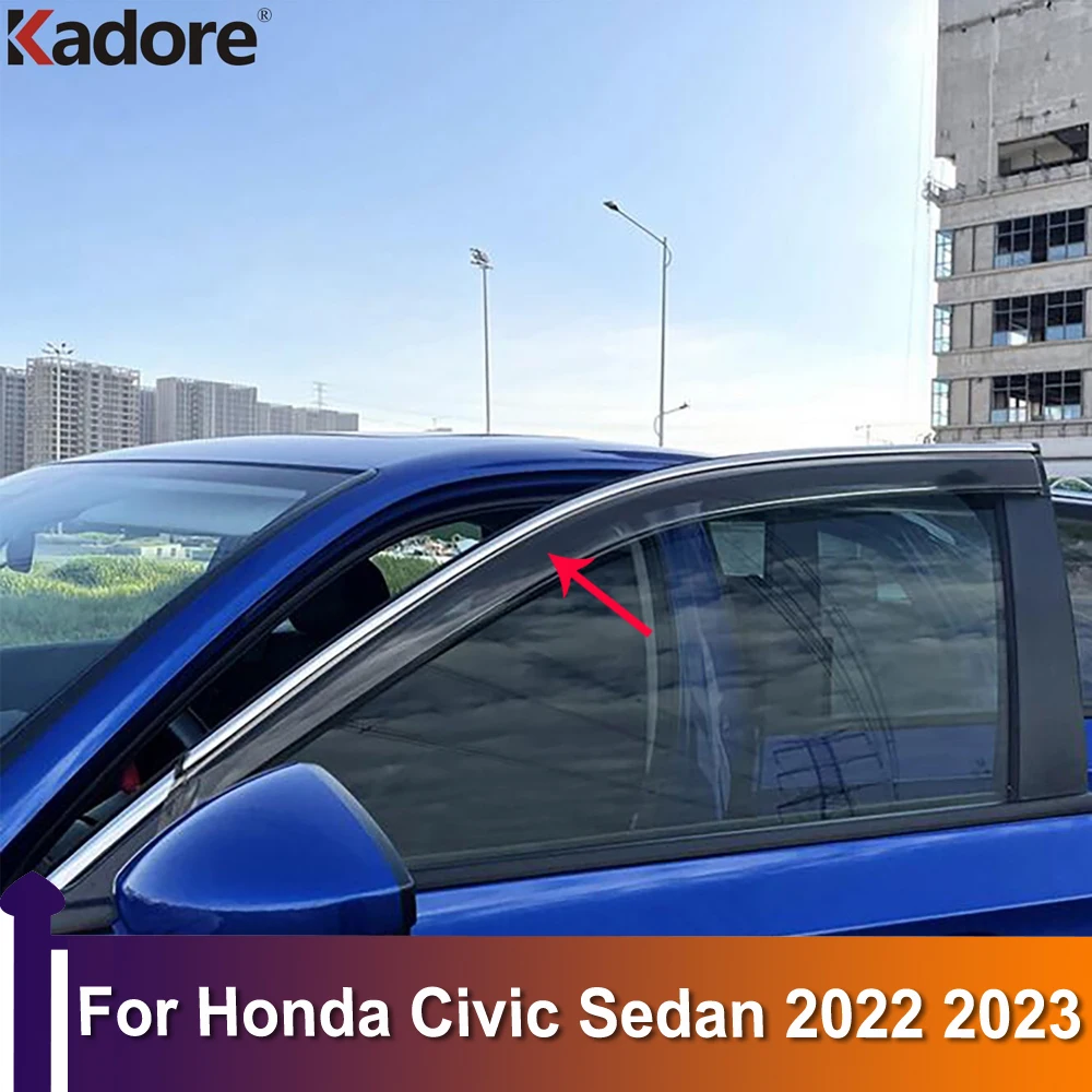 For Honda Civic Sedan 2022 2023 Window Deflectors Wind Decoration Guard