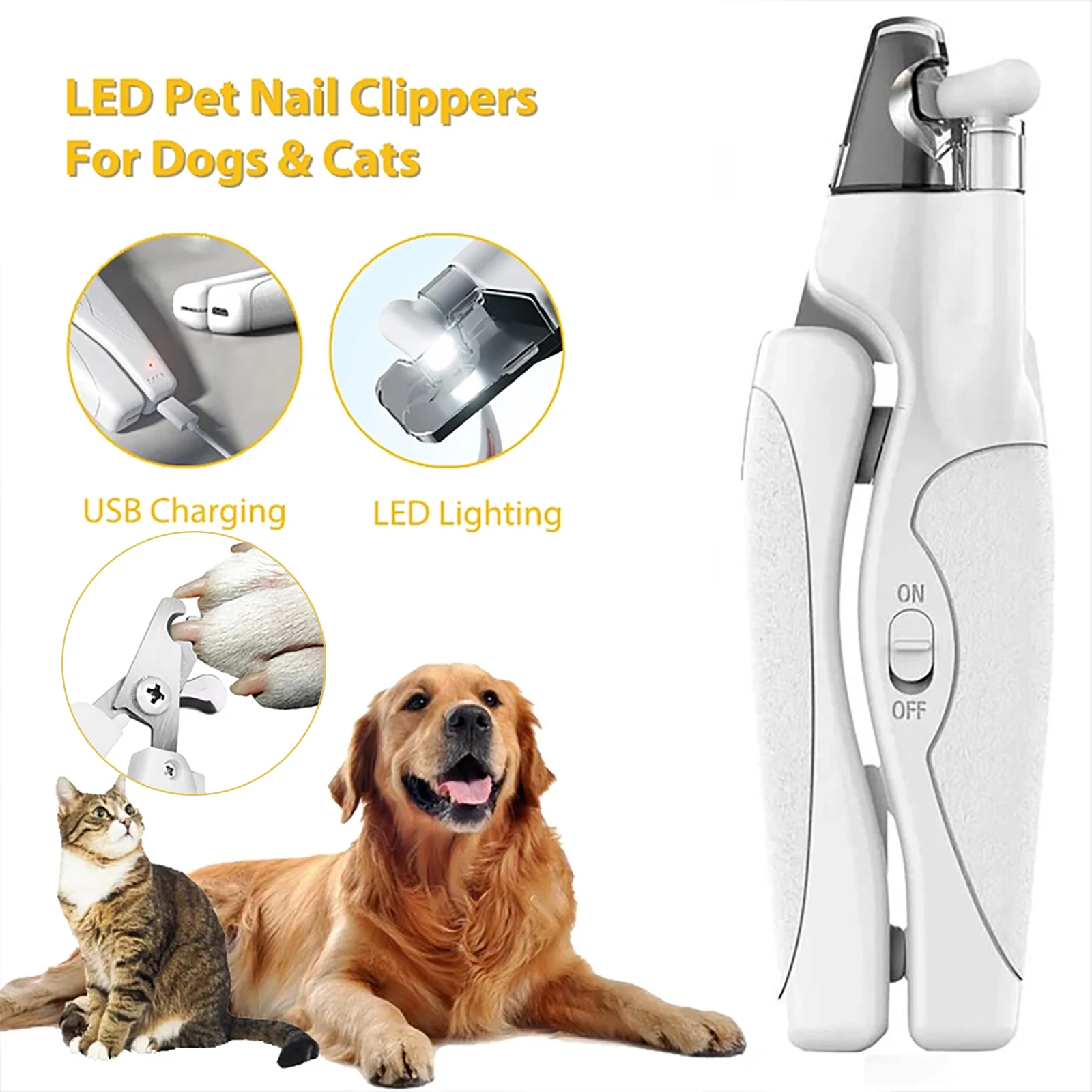 LED Light Cat Dog Nail Clipper Cutter Professional Pet Claw Trimmer with Safety Lock Puppy Kitten Animals Care Grooming Tool Kit