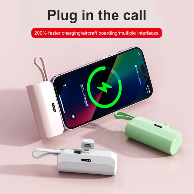 Small 5,000 mAh power bank for Apple and Android