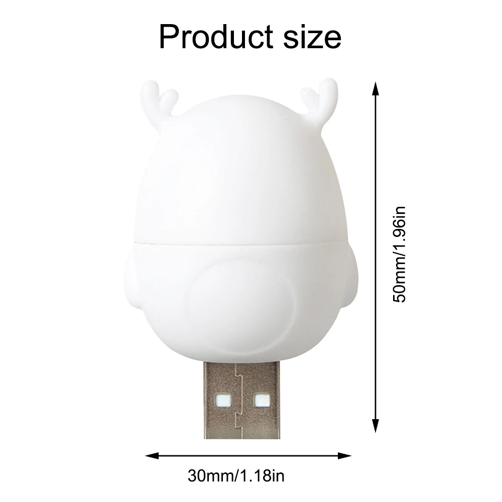 Deer Head Book Light USB Plug Night Light Computer Mobile Powered Reading Lamp Eye Protection Bedside Sleeping Lamp