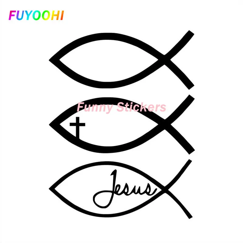

FUYOOHI Play Stickers Personality Creativity Jesus Fish God Christian Cross Vinyl Sticker Decal Sunscreen Pvc Car Sticker