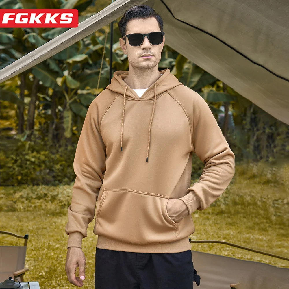 

Толстовка FGKKS мужская с капюшоном, Свитшот из чистого хлопка, дышащая верхняя одежда, повседневный свитшот, 2023