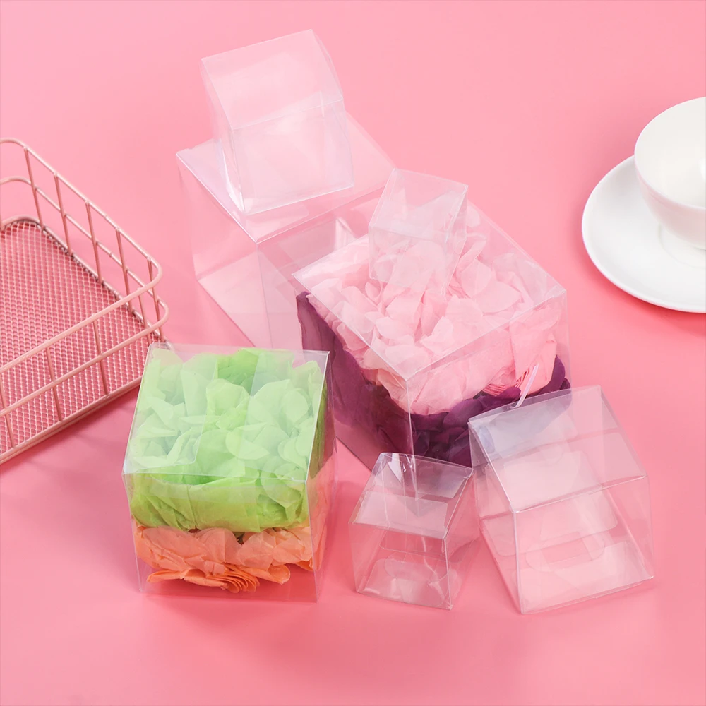 10PCs PVC Square Clear Candy Gift Box Jewelry Storage Wedding Christmas Packaging