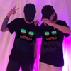 Hot Sale Sound Activated El T-qualizer Shirt Led T shirt El T-shirt  With 2pcs AA Battery Inverter Free Shipping 1