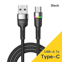 Essager 3A USB Type C Fast Charging Cable - 1m (Black Cable)
