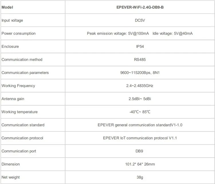 EPEVER WiFi 2.4G RJ45 D WIFI Serial Server WiFi Support Cloud EPEVER MPPT Solar