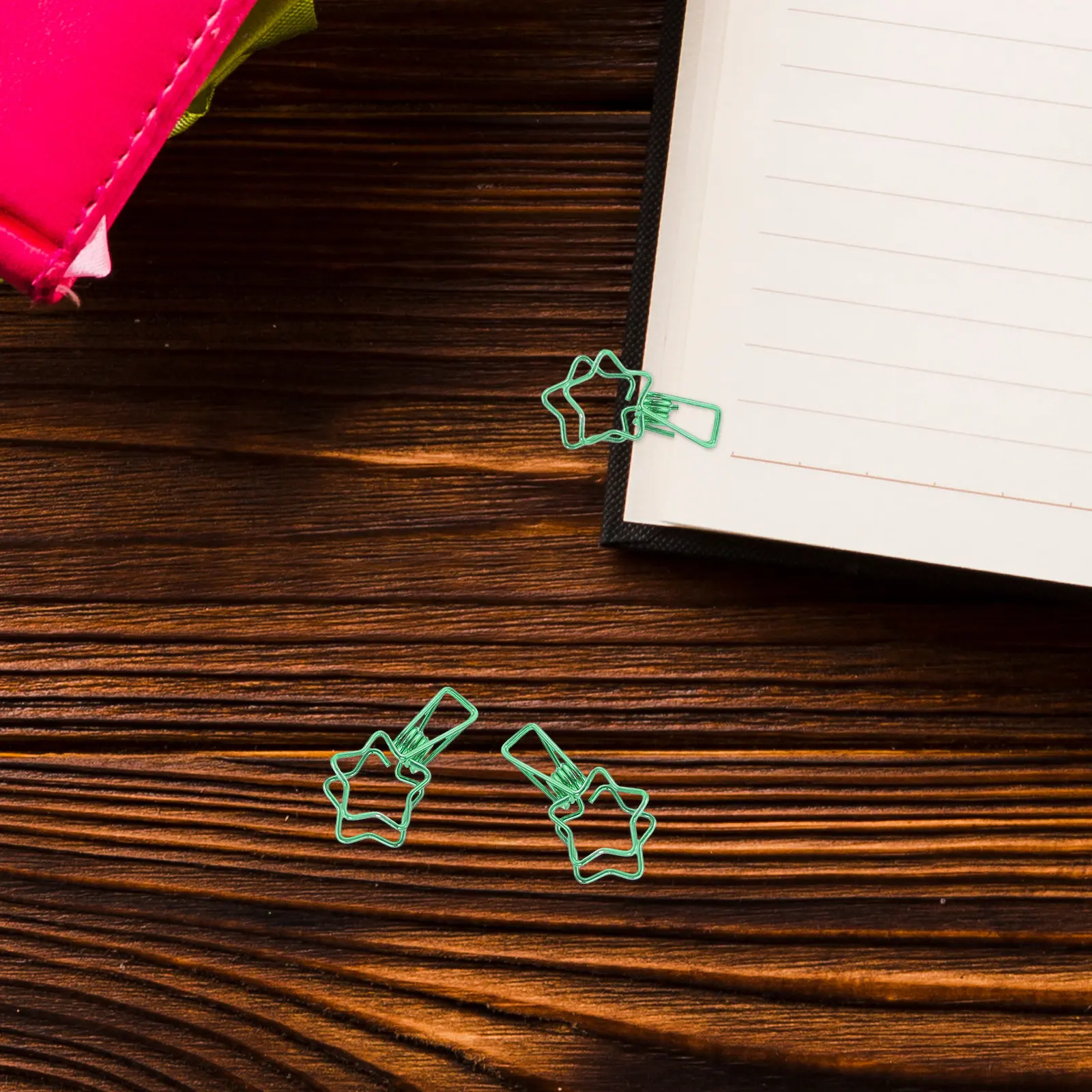 50Pcs 별 모양 금속 종이 클립 사무실 학교 용 녹색 귀여운 바인더 클립 종이 정렬 정리 북마크 장식 종이