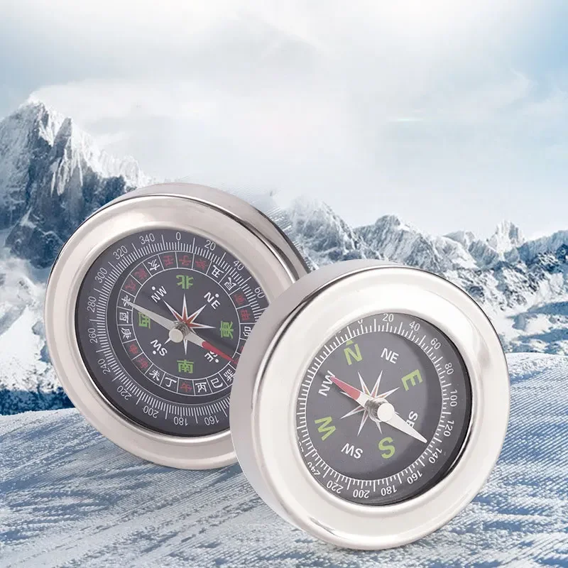Description Picture 2 of item1pc6cm Stainless Steel Chinese Compass English Compass Outdoor Equipment Teaching Supplies Gifts