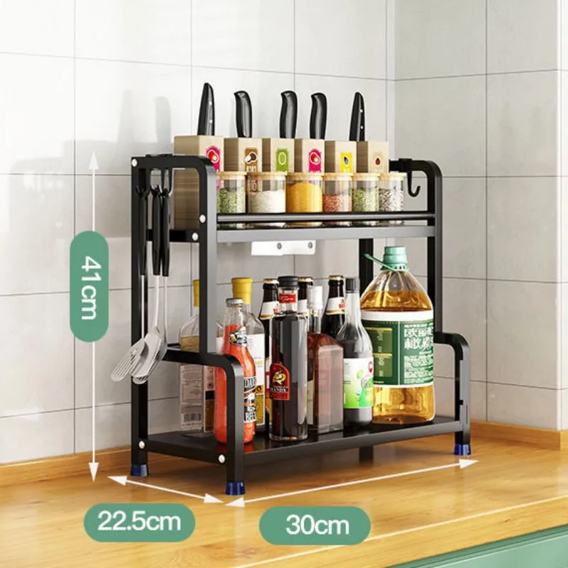 2 Layers Kitchen Storage Rack Stainless Steel Seasoning Chopsticks Shelf Organizer Knife Jar Organizer Household Accessories kitchen storage rack
