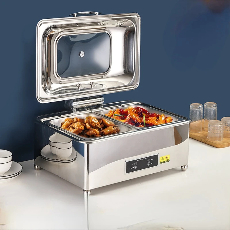 Calentador de comida para Buffet con pantalla Digital inteligente, estufa de acero inoxidable para Buffet, calefacción eléctrica con tapa, estufa de desayuno para Hotel| | AliExpress