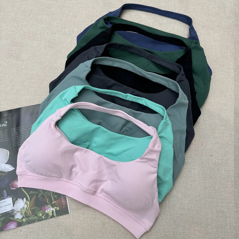 Woman Sports Fashion halter Sports Crop Bra Backless Beauty Fitness Comfortable gym bra