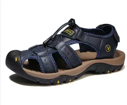 Summer Men Sandals Genuine Leather Men's Casual Shoes Men's Sandals Fashionable Men's Beach Shoes Roman Shoes Large Size 39-48
