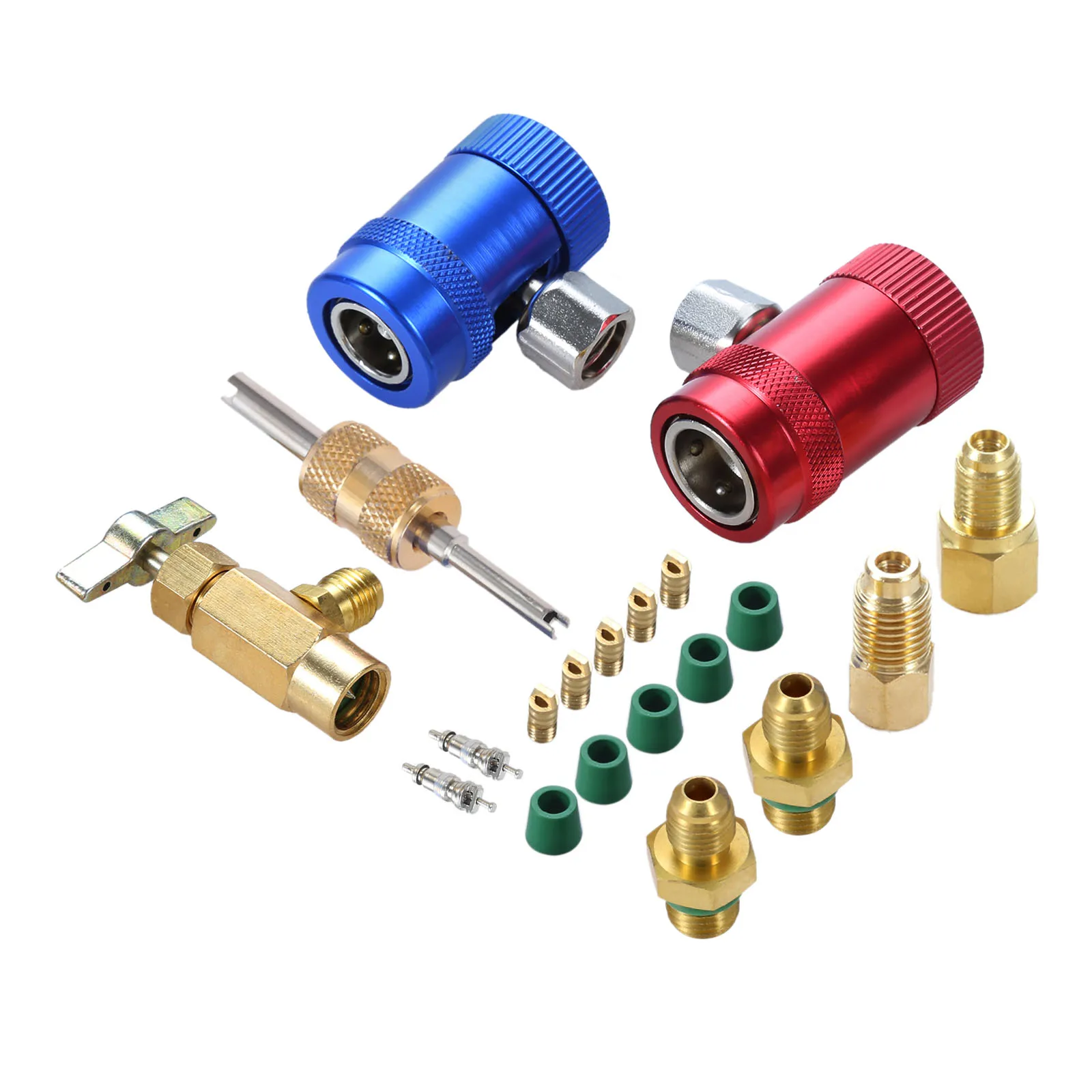 AC High Low Side Manual Quick Coupler Connector,R1234YF Can Tap with R12  R22 to R134A Adapter,Valve Core Remover,Thimble,Gaskets - AliExpress