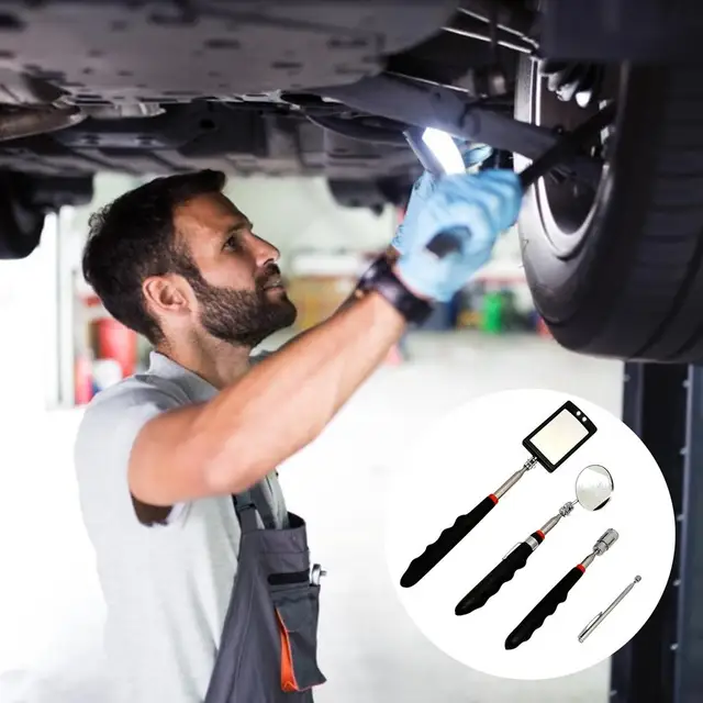 Kit Specchi Ispezione Leikurvo 5 Pezzi - Telescopico Magnetico Con LED, Per Meccanica E Fai-da-te - Foto 2