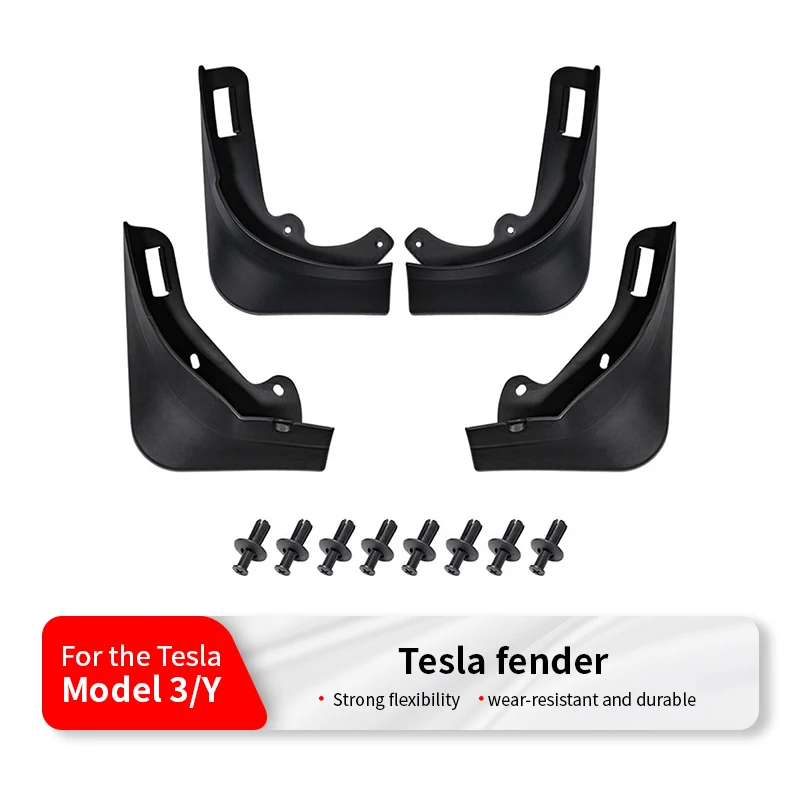 Carbon Fiber Pattern Car Mud Flaps for Tesla Model Y Matte Black No Need to Drill Holes
