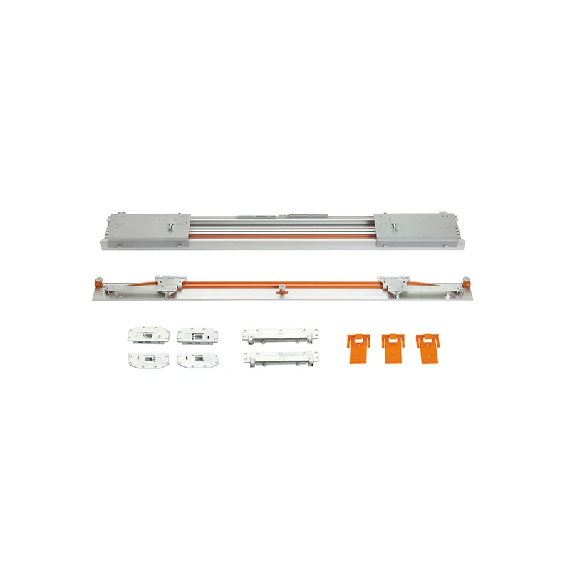 

Aluminum coplanar sliding door system fittings with damper