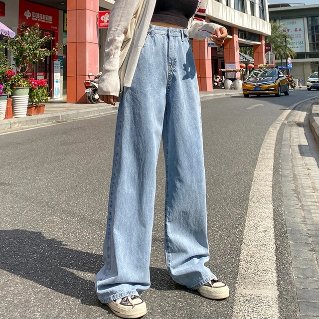 MATTA-Jeans de cintura alta feminina, Harajuku, Vintage, Estilo BF,  Streetwear, Perna larga, Calças jeans, Todos os jogos, Solto, Moda -  AliExpress