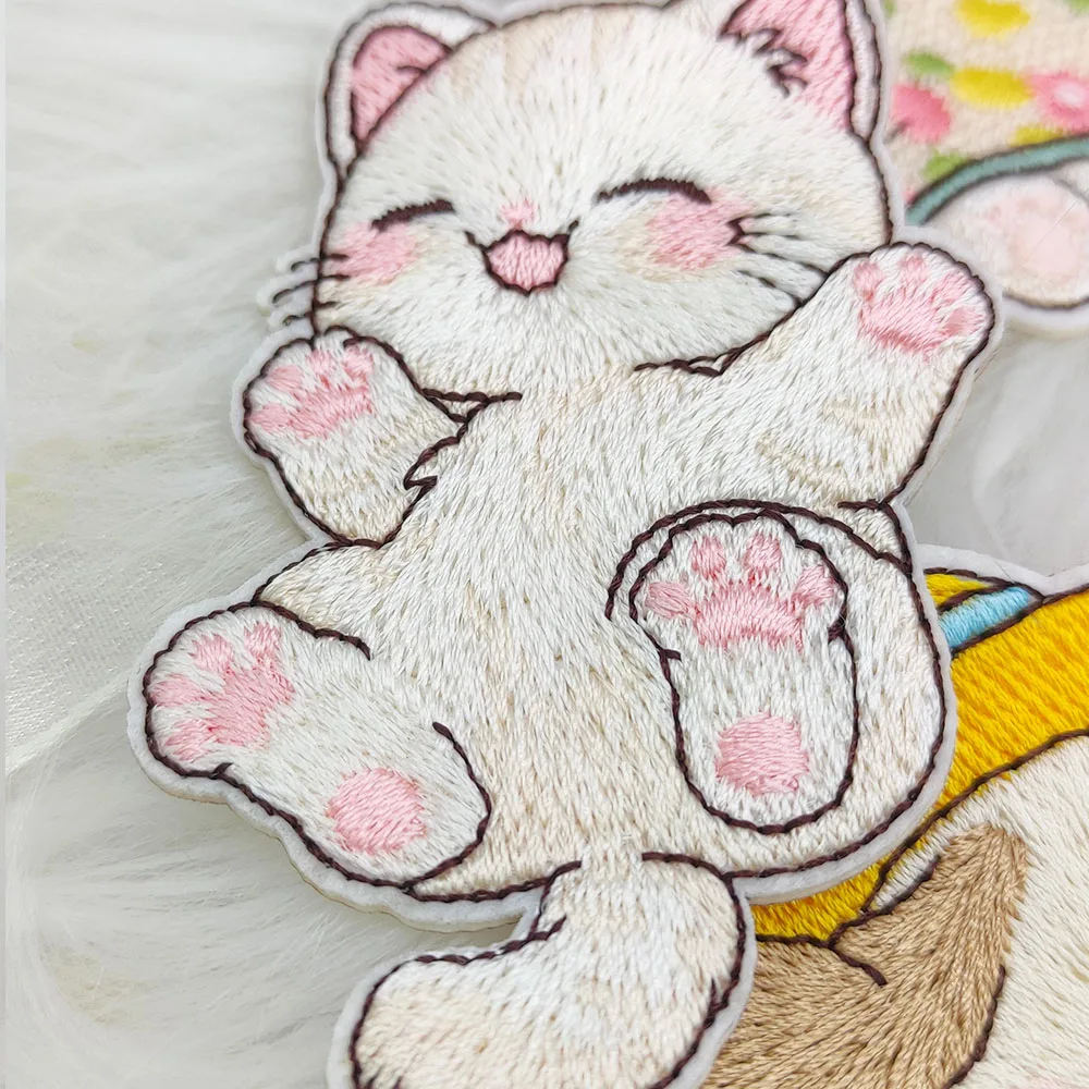 Nette Cartoon Katze Hund Igel Kaninchen Patches Für Kleidung Kinder Selbst-klebe Applique Scratch Patch DIY Handy Fall Tasche – Detail 2