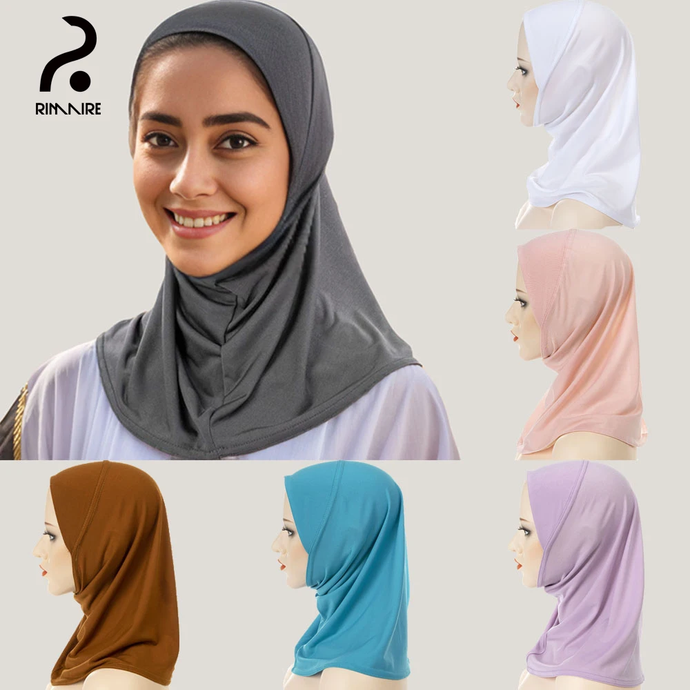 Plain hijab scarf Modal Hijab scarf Cap Muslim Underscarf Head cover Shawls for Women Solid Grey Pink Blue Purple White Khaki