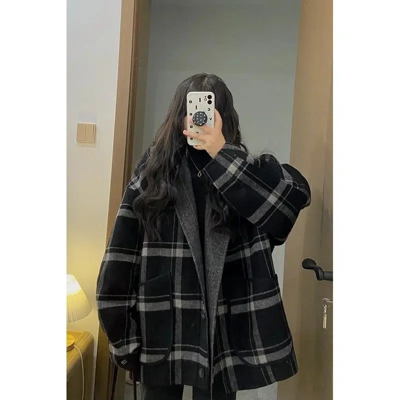 

Fat mm300 Catty Vintage Hong Kong Style Child Coat Female 2022 Autumn Winter Loose Korean Version of Lnstagram Petagni Coat Tide