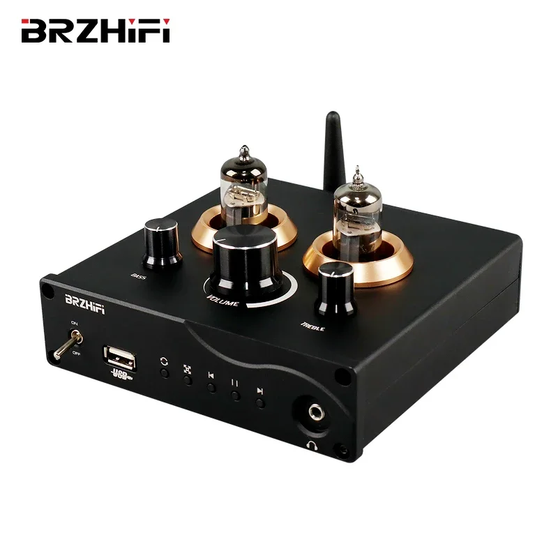 

BRZHIFI Audio F5 Tube Preamplifier HiFi Bluetooth 5.0 Preamp Lossless Player Support USB TF Card APP Remote Control FM Radio