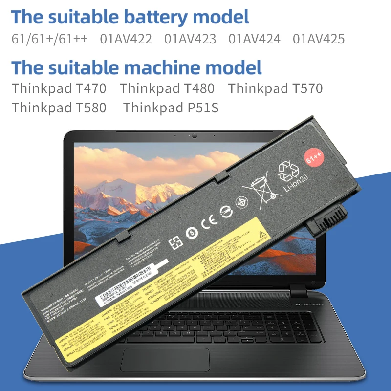 Laptop Battery 01AV427 72Wh For Lenovo ThinkPad T470 T480 T570 T580 P51S P52S 01AV428 01AV492 01AV423 SB10K SUOZHAN