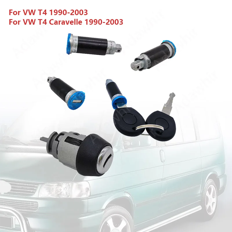 1Set 1 Interruttore Di Accensione 4 Barilotto Della Serratura Della Porta Con 2 Chiavi Per Vw T4 Caravelle Mk 4 Iv 1990-2003 Transporter Double Barn H