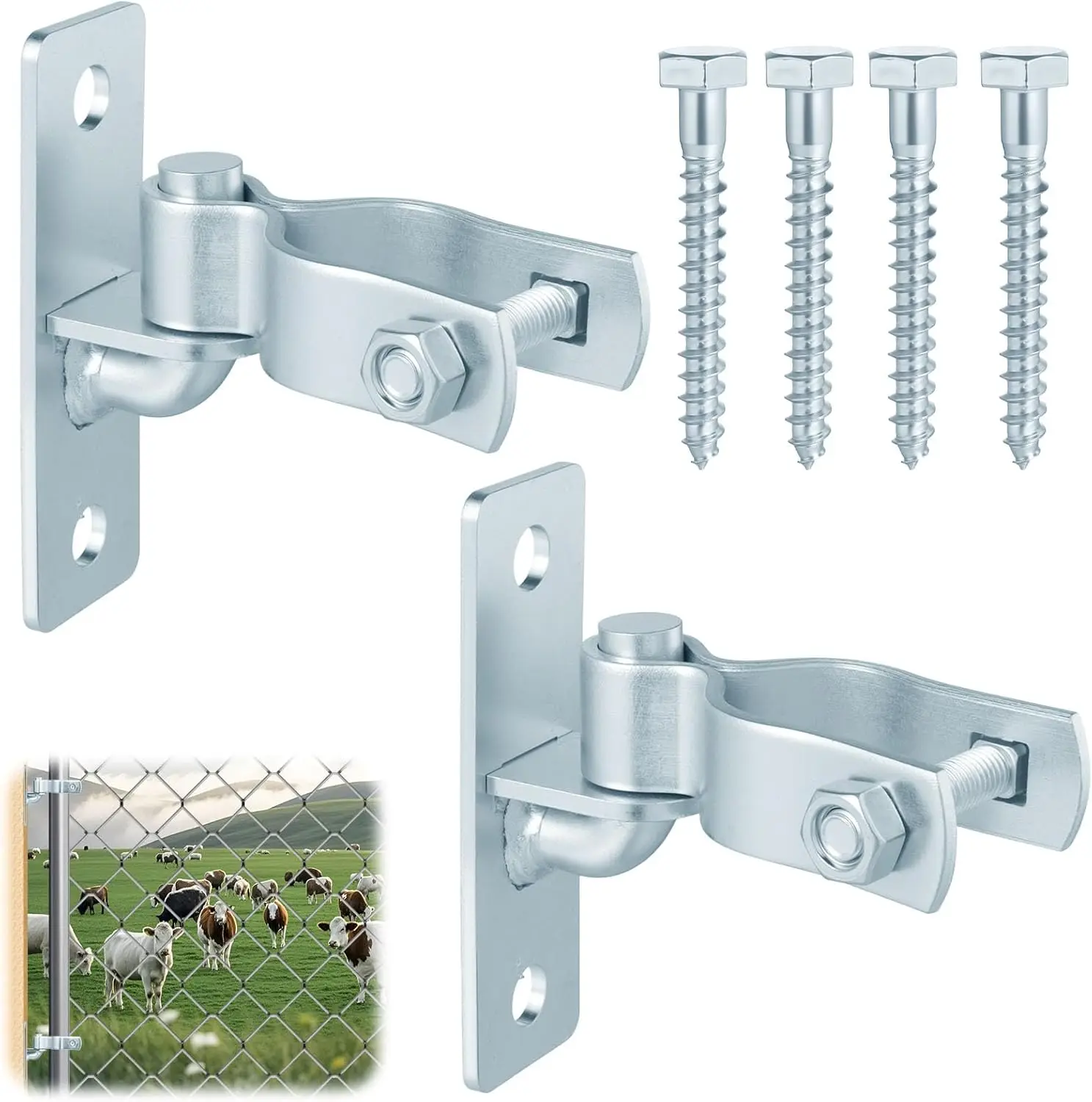 บานพับติดผนังขนาด 1-3/8 นิ้ว 2 ชิ้น บานพับโลหะสำหรับรั้ว บานพับเสาสำหรับรั้วตาข่าย บานพับโครงรั้ว ฮาร์ดแวร์ประตูรั้วภายนอก 1