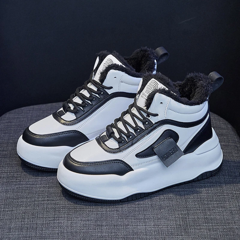 Womens Sneakers Winter 2022 New In Fashion Plus Velvet Warm Platform Skateboard Shoes Woman Comfort Running Sports Snow Shoes