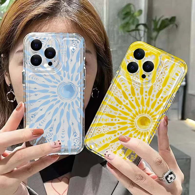 Yellow Sun Clear Shockproof TPU Phone Case Cover
