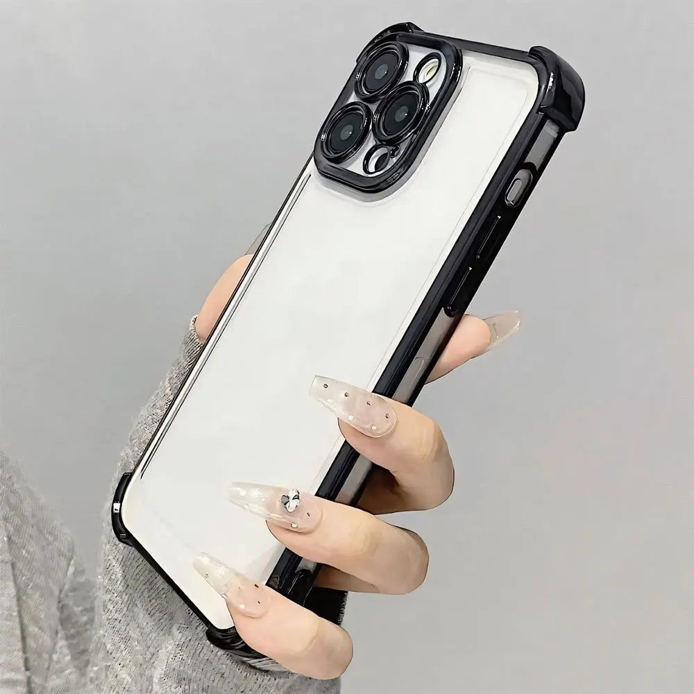 Clear Luxury Shockproof Electroplated Phone Case with Four-Corner Protection