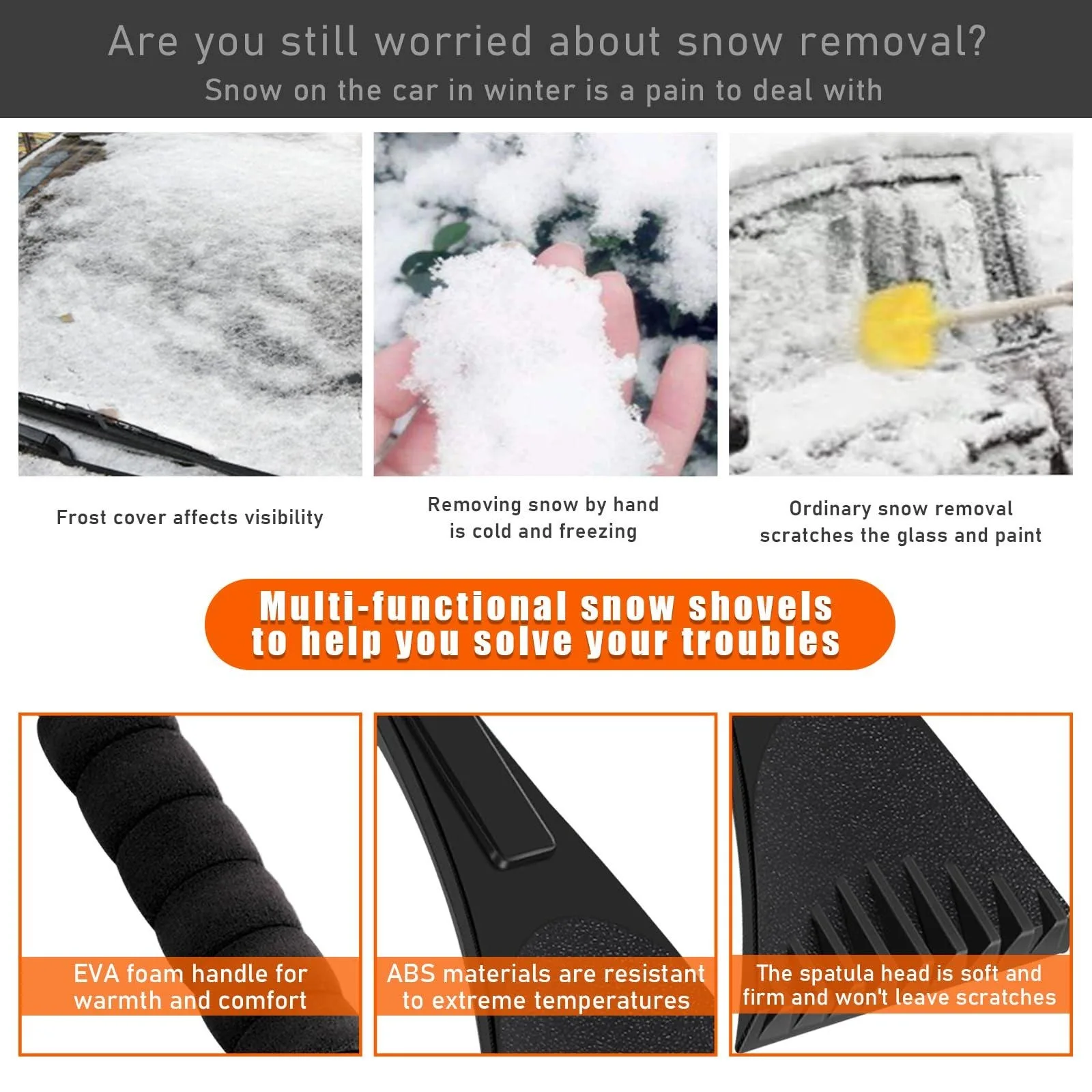 Ice Scraper for Car Windshield Trucks Frost Removal Tool with Foam Handle to Remove Snow, Frost, and Ice