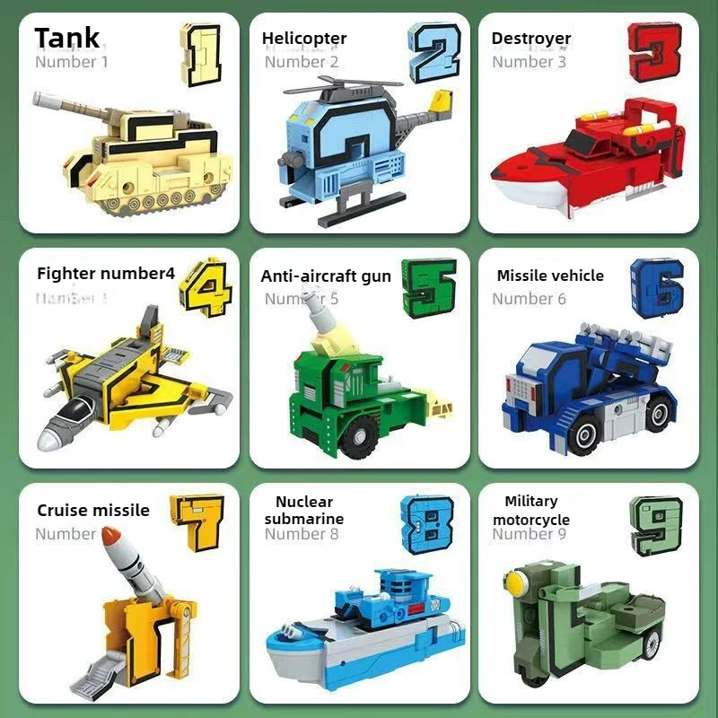 Robot Trasformabili, Action Figure, Modellini di Auto, Numeri, Lettere, Alfabeto, Matematica, Giocattoli Educativi per Bambini - immagine 2