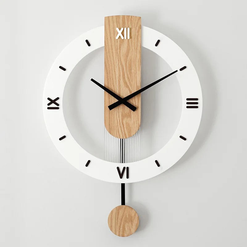 

40cm Home Decor Wood Roman Numerals Scale Creative Silent Quartz Living Room Decoration Mute Nordic Wall Clock