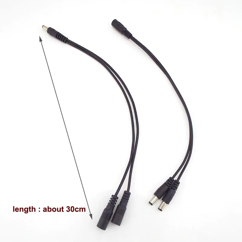 DC 12V 1 Female to 2 Male Power Split Splitter Cable 2.1*5.5mm for CCTV Camera Security DVR Accessories LED Light Strip