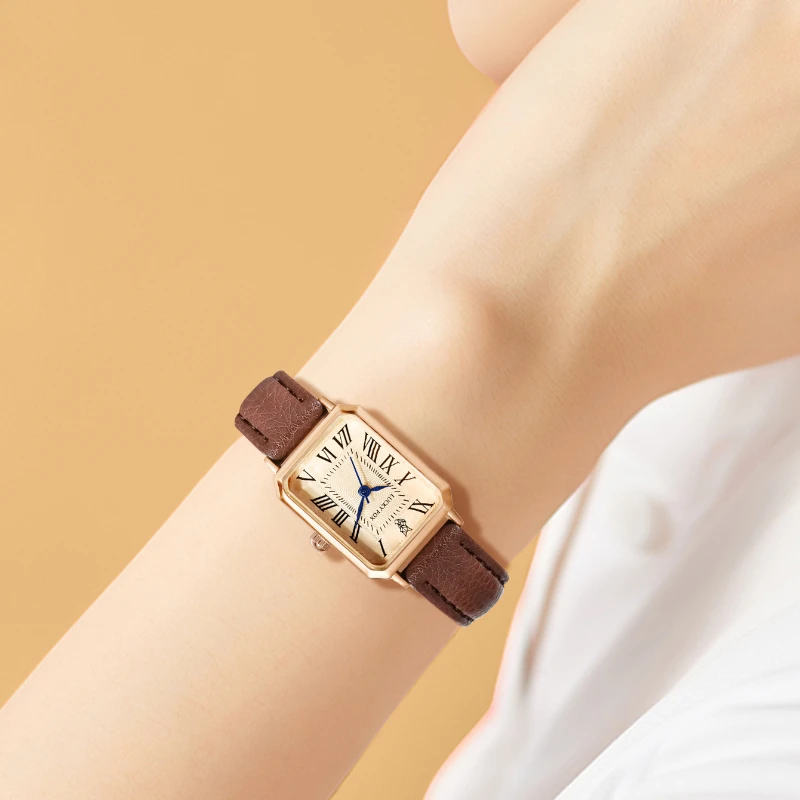 Ladies watch, retro small dial rectangular watch, simple casual ladies quartz watch