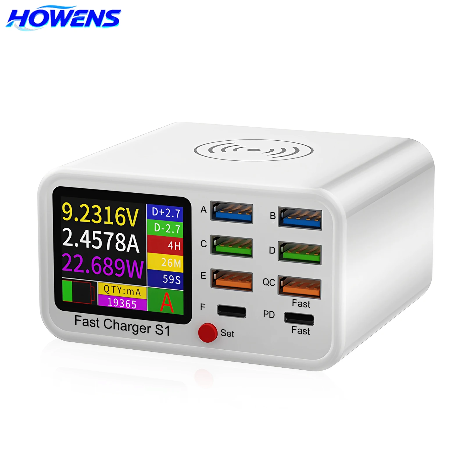 Multi Functional 8-port USB Wireless Fast Charging Station Visual Current Detection Charger For Mobile Phone iPad Flash Charging
