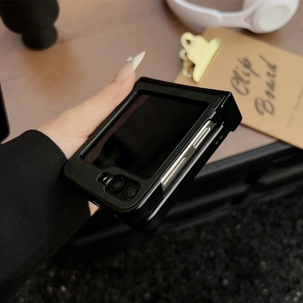 Luxury Calfskin PU Leather Foldable Phone Case with Lens Protection and Matte Shockproof Design