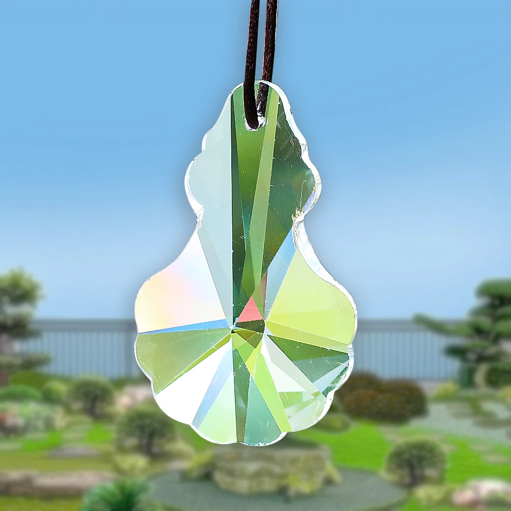 1pc Gourd Shaped Transparent Crystal Pendant Multi Faceted Glass Prism Chandelier Hanging Balcony Bead Curtain Making Accessory 20pc polished ab color octagonal bead crystal prism chandelier part aurora sun catcher wedding curtain jewelry earring accessory