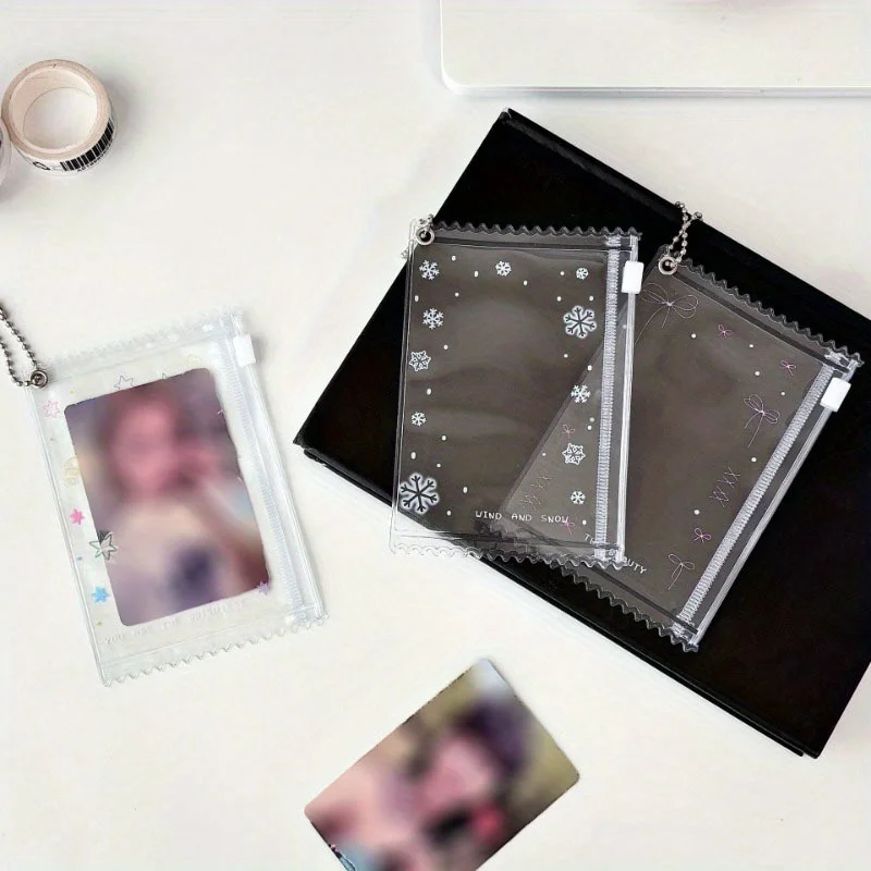 Transparent Plastic ID Card Holder Zipper Closure Protective Organizer Case Portable Small for Storage