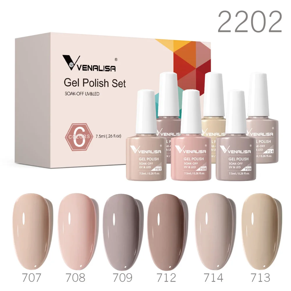 6-Piece HEMA-Free Jelly Pink Nude Gel Nail Polish Set - Soak-Off UV/LED Semi-Permanent Lacquer Collection